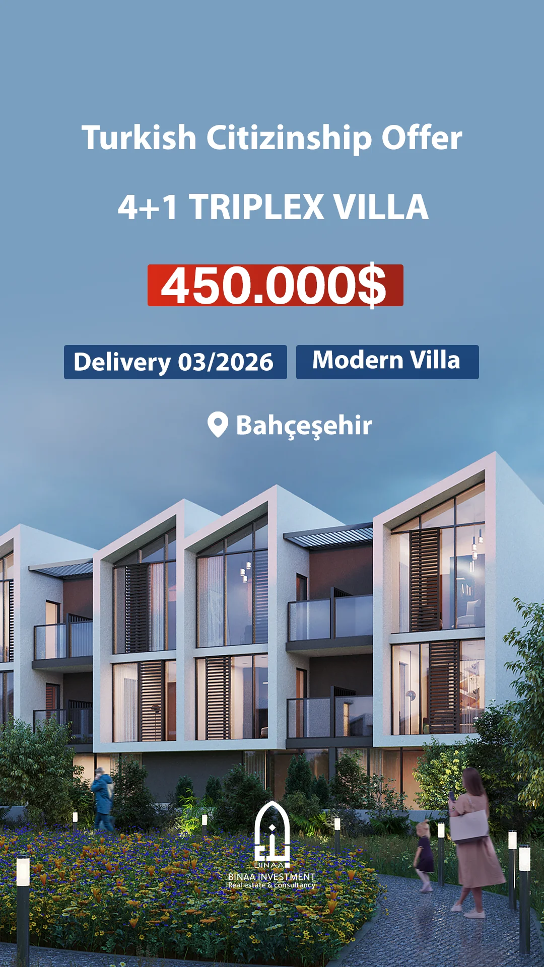4+1 Triplex Villa for Turkish Citizenship