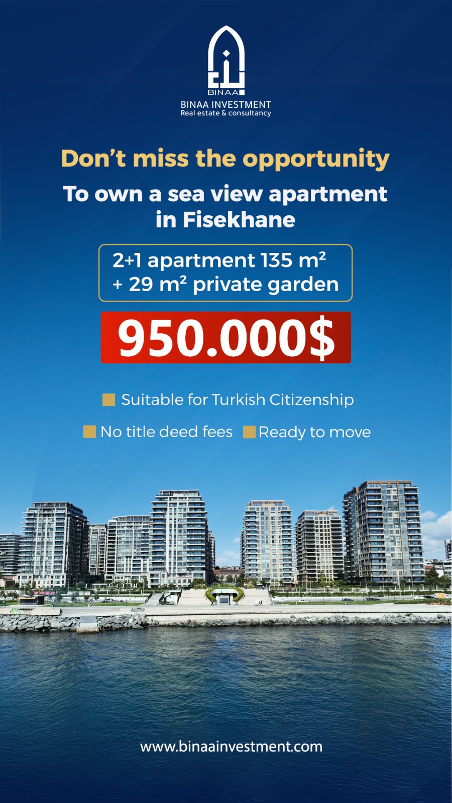 Don’t miss the opportunity to own a sea view apartment in Fisekhane